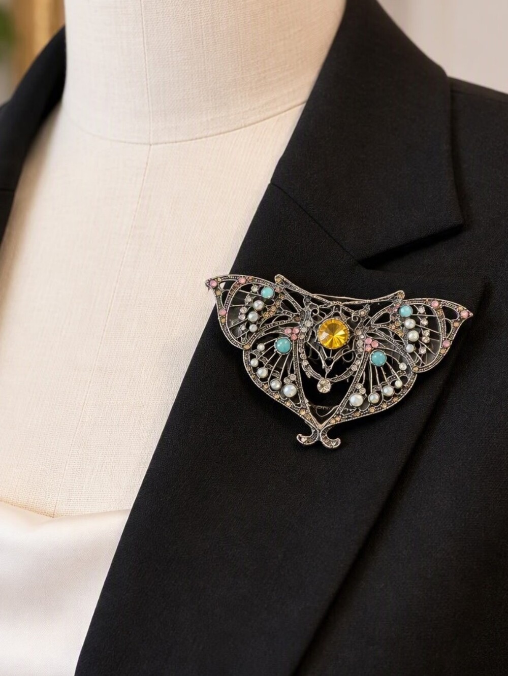 Papillon Austrian Vintage Crystal Butterfly Pin by Leo’s Company